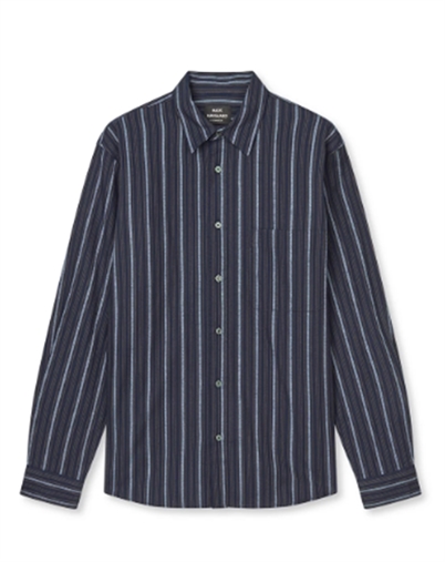 Mads Nørgaard - Flannel Stripe Sune Skjorte - Sky Captain